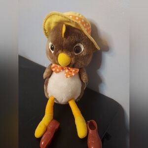 1983 Snuggables Spencer Owl Plush Hat/Bow/Shoes Stuffed Animal 80's